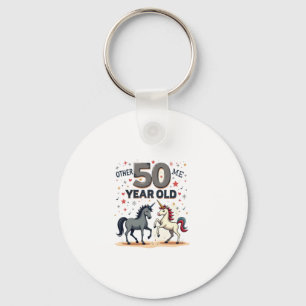 Funny 50th Birthday Unicorn Horse Vintage Graphic Key Ring