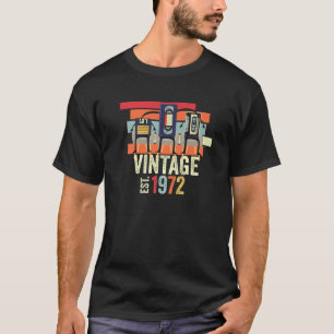 Funny 50Th Birthday Vintage Music Tech 1972 Birthd T-Shirt