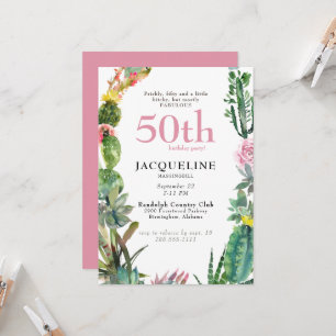 Funny 50th Cactus Prickly, Bitchy & Fabulous Invitation