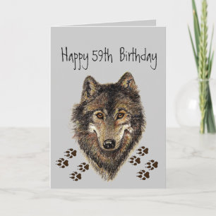 Funny, 50th Fifty Nine, Birthday Wolf, Wolves Card