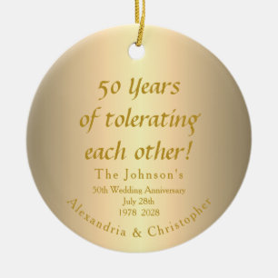 Funny 50th Golden Wedding Anniversary Ceramic Tree Decoration