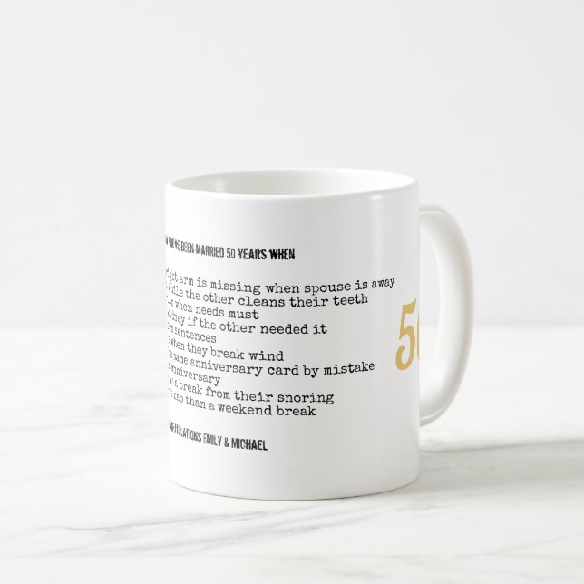 FUNNY 50th Wedding Anniversary Personalised Coffee Mug (Front Right)