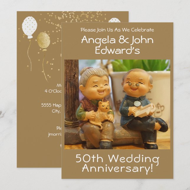Funny 50th Wedding Anniversary with Couple's Names Invitation (Front/Back)