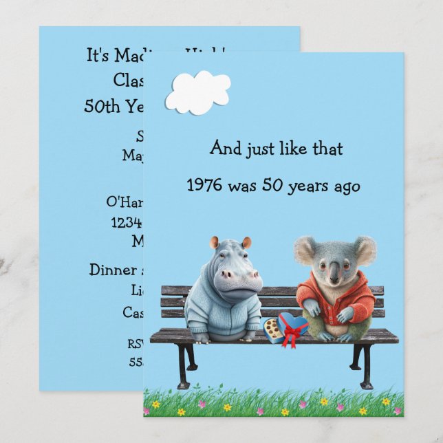 Funny 50th Year Reunion Invitation (Front/Back)