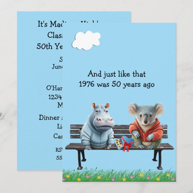 Funny 50th Year Reunion Invitation (Front/Back)