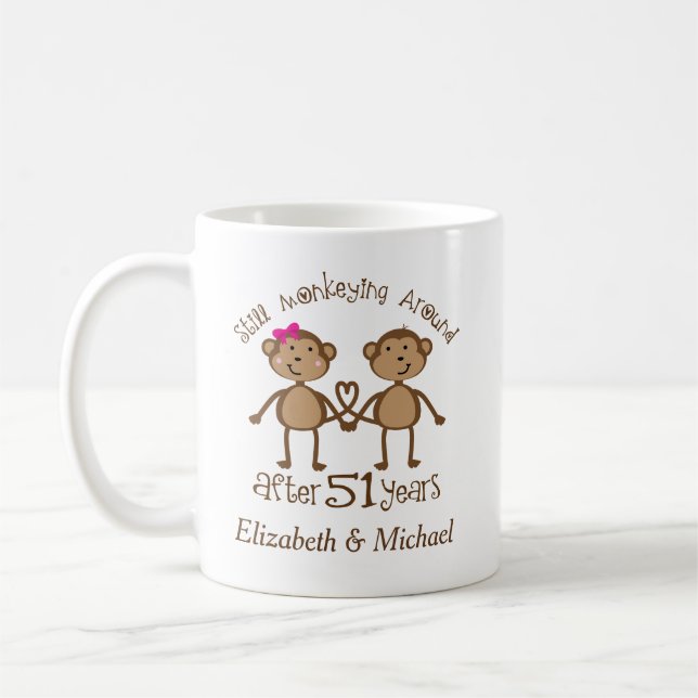 Funny 51st Wedding Anniversary Personalised Gifts Coffee Mug (Left)