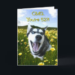 Funny 52nd  Birthday With Cute Husky Dog Card<br><div class="desc">Cute Happy 52nd birthday card with a smiling Husky dog and a backwards kind of funny compliment inside!  Turning 52 years old is great!</div>