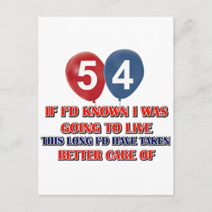 Funny 54 year old birthday postcard