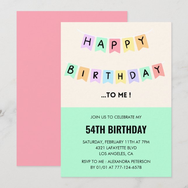  Funny 54th birthday invitations Happy Birthday (Front/Back)