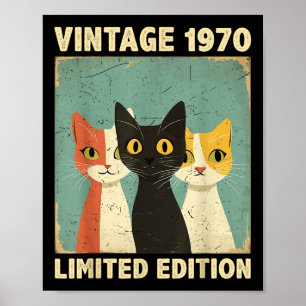 Funny 55 Years Old Gift Vintage 1970 Cat Lover 55t Poster