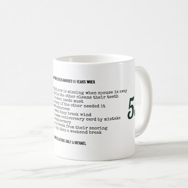 FUNNY 55th Wedding Anniversary Personalised Coffee Mug (Front Right)