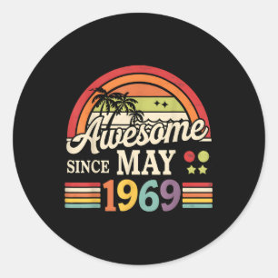 Funny 56 Years Old Vintage May 1969 56th Birthday  Classic Round Sticker