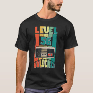 Funny 56th Gamer Dad Saying Vintage Level 56 Unloc T-Shirt