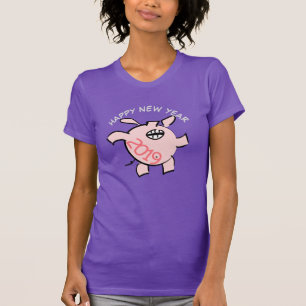 Funny 5 Cartoon Illustration Pig Year 2019 Woman T-Shirt