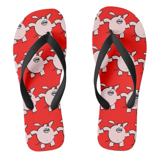 Funny 5 Cartoon Pig Choose Colour Men Flip Flop (Footbed)