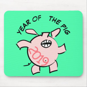 Funny 5 Cartoon Pig  Year 2019 Choose Colour Mouse Mouse Mat