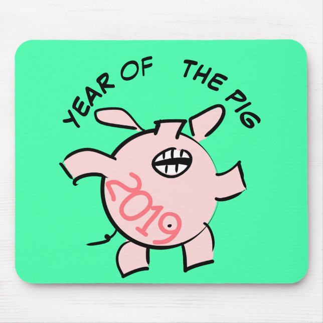 Funny 5 Cartoon Pig  Year 2019 Choose Colour Mouse Mouse Mat (Front)