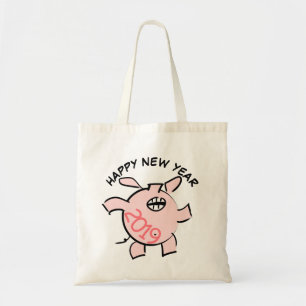 Funny 5 Cartoon Pig Year Birthday tote Bag