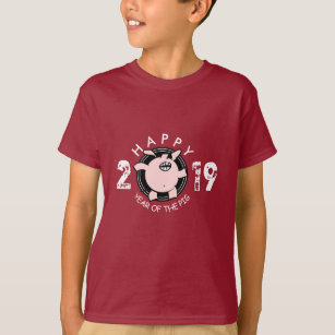 Funny 5 Cartoon Pig Year custom 2019 Kids Tee