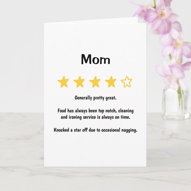Funny 5 Star Generally Pretty Good Mothers Day Card (Orchid)