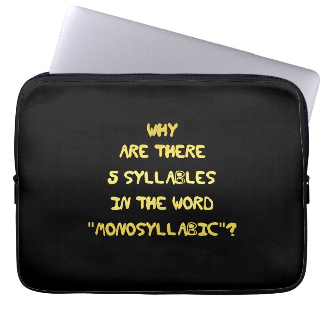 Funny 5 Syllable Spelling Joke Laptop Sleeve (Front)