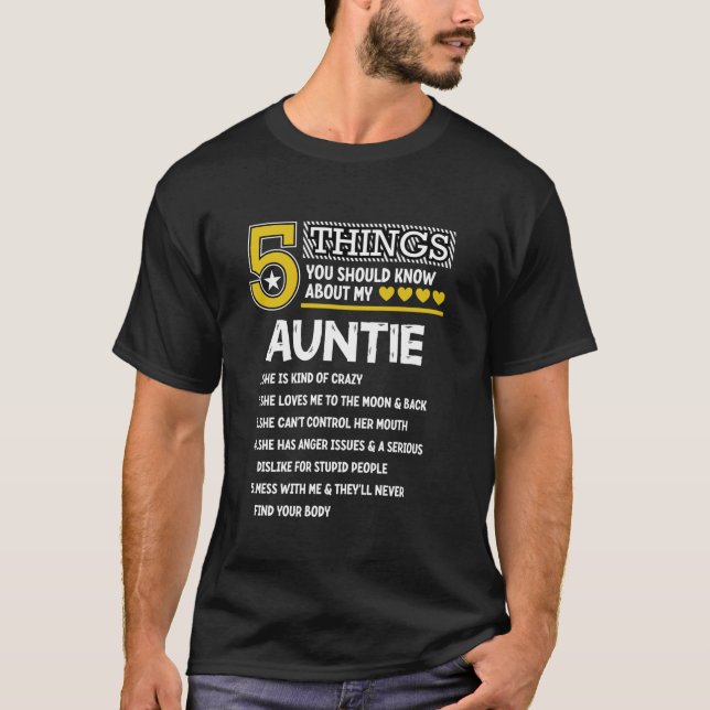 Funny 5 Things Auntie Cool Family Matching Party L T-Shirt (Front)