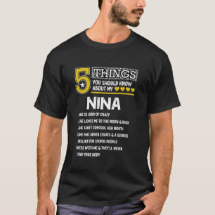 Funny 5 Things Nina Cool Family Matching Party Lon T-Shirt