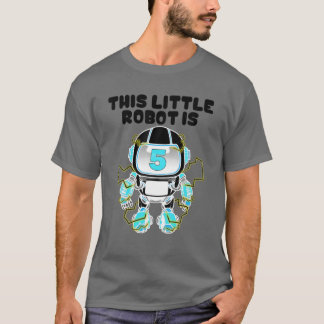 Funny 5Th Birthday Gift Cute 5 Years Old Robot Lov T-Shirt