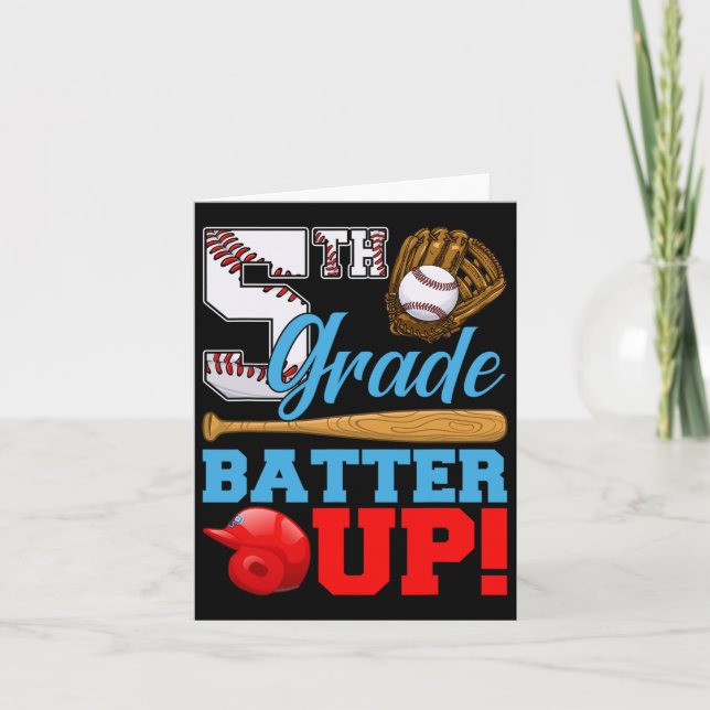 Funny 5th Grade Batter Up Baseball First Day Of Sc Card (Front)