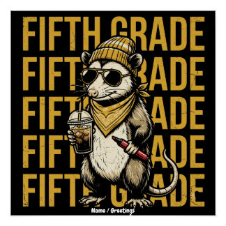 Funny 5th Grade Possum Retro Grunge Art Print Cool