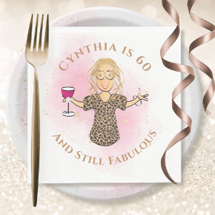 Funny 60 and Fabulous for Her Pink 60th Birthday Napkin