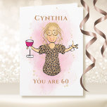 Funny 60 and Fabulous Sassy 60th Birthday Cartoon  Card<br><div class="desc">Is that fabulous person turning 60 (or any age) and doesn't seem to get any older?  Let her know she is still fabulous with this card that you can personalise for name and age</div>