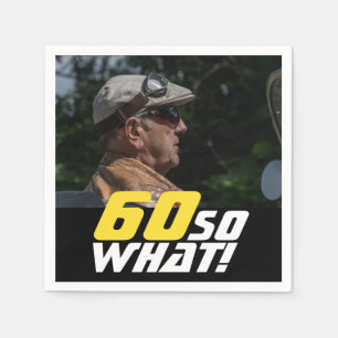 Funny 60 so what Quote Photo 60th Birthday Napkin