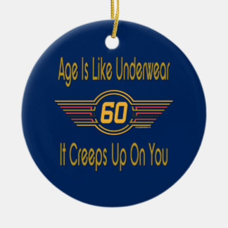 Funny 60th - Age Is Like Underwear Ceramic Tree Decoration