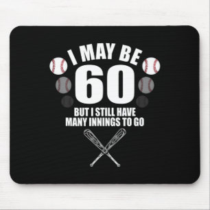 Funny 60th Birthday Baseball Fan 60 Year Old Birth Mouse Mat