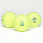 Funny 60th Birthday Custom Queen of the Court Tennis Balls<br><div class="desc">Funny personalised 60th birthday tennis ball with custom name and age and the saying "60 and still queen of the court" in purple and black. Colours and fonts can be edited.</div>
