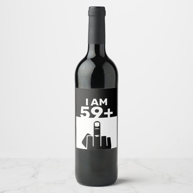 Funny 60th Birthday Gift, 59 Plus one Wine Label (Front)