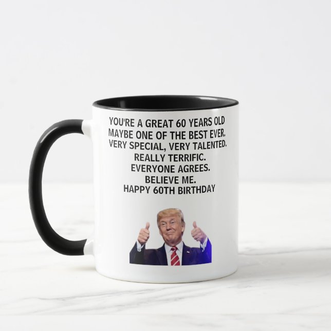 Funny 60th Birthday Gift, 60th Birthday Trump  Mug (Left)