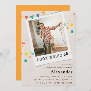 Funny 60th birthday invitations Men Fun Photo