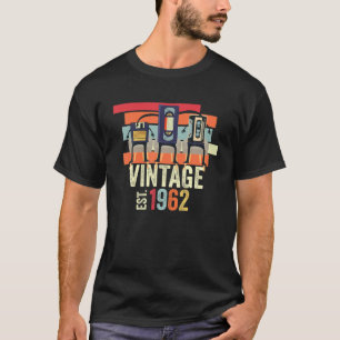 Funny 60Th Birthday Vintage Music Tech 1962 Birthd T-Shirt