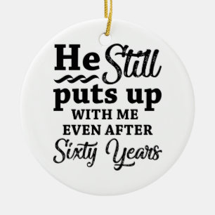Funny 60th Wedding Anniversary Ceramic Tree Decoration