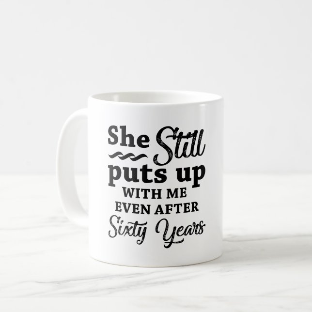 Funny 60th Wedding Anniversary Coffee Mug (Front Left)