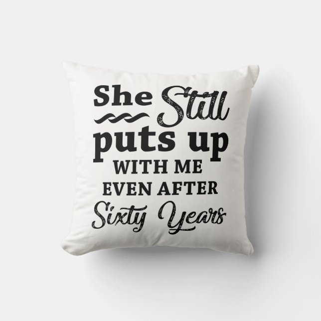 Funny 60th Wedding Anniversary Cushion (Front)