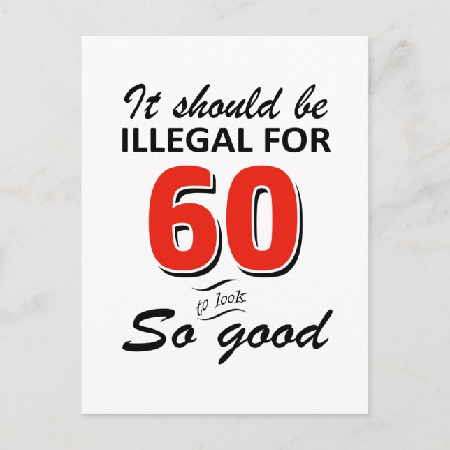 Funny 60th year old birthday designs postcard (Front)