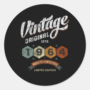 Funny 61 Year Old 1964 Vintage 61st Birthday Gift Classic Round Sticker