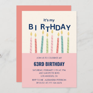 Funny 63rd birthday invitations Humour Candle