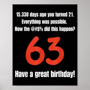 Funny 63rd Birthday Quotes Birthday Celebration Poster