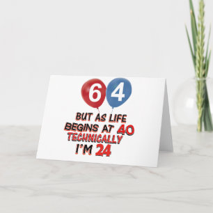 funny 64th birthday designs card