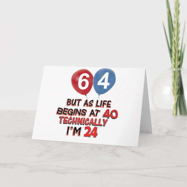 funny 64th birthday designs card (Front)