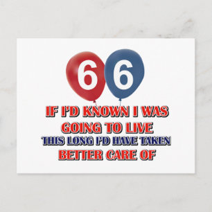 Funny 66 year old birthday gift postcard